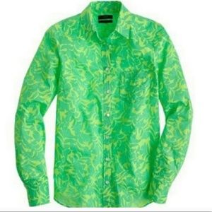 J crew women’s shirt with green tropical print